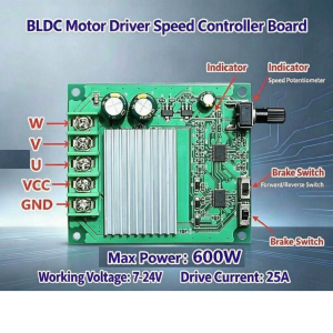 600W BLDC Motor Driver Speed Controller Board 7V/12V/24V